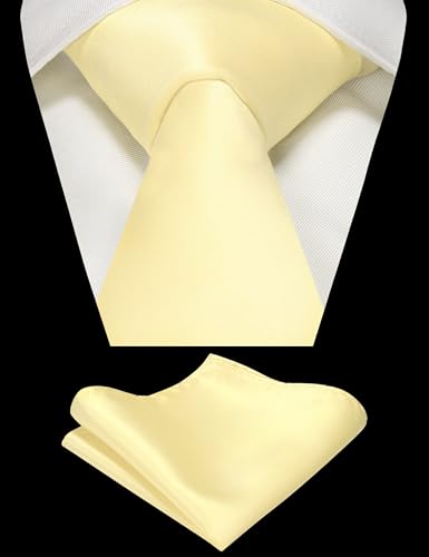 Image of RBOCOTT Solid Color Tie and Pocket Square Hankerchief with Lapel Pin Set for Men