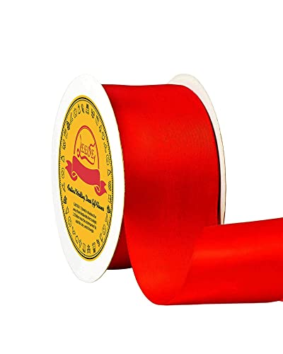 Image of Double Face Satin Ribbon 2 inch X 25 Yards Polyester Red Ribbon for Gift Wrapping Very Suitable for Weddings Party Hair Bow Invitation Decorations and More