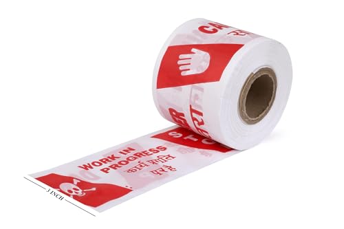 Image of Non-Adhesive Caution Tape Roll 3 Inch x 100 Meter | Red & White Barricade Warning Tape | Waterproof Polyethylene Safety Barrier Tape for Construction Sites, Hazard Zones & Restricted Areas