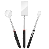 URAQT Set di 3 specchietti telescopici per ispezione, specchietto per ispezione Girevole a 360°, Forme Rettangolare, Rotonda e Ovale, Adatti per Utensili manuali per autoveicoli.