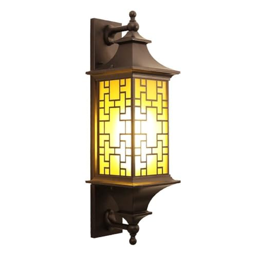 Lanterne extérieure étanche style asiatique avec verre géométrique pour terrasse