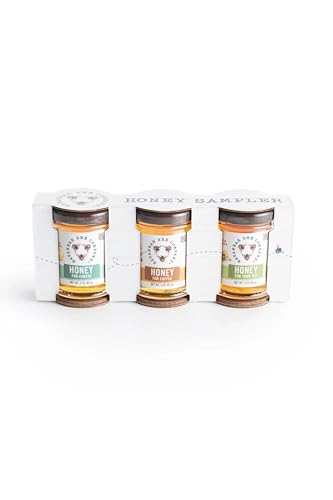 Savannah Bee Everyday Honey Sampler Set - 3 Oz Sampler Set in 3 Bottles - Honey Set for Coffee, Tea, and Cheese Boards