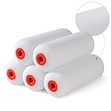 Mister Rui 4' Foam Paint Roller Covers 5-Pack, 50kg/m³ High Density - Washable & Reusable for Smooth Finish on Furniture, Cabinets, DIY Projects