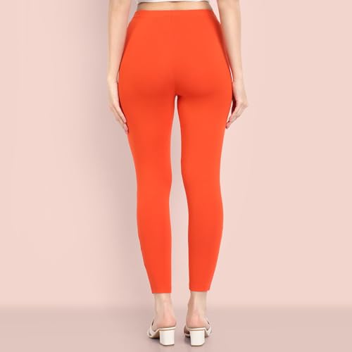 Image of ONE SKY Women Ankle Length Leggings | Premium Cotton Modal Spandex Blend | High Waist Stretchable & Bio-Washed Fabric | Colour-Lock | Ethnic Leggings for Women