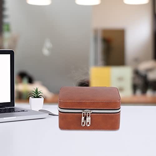 FADAK watch box organizer storage case for men & women with multiple slots made organic with PU leather (Tan)