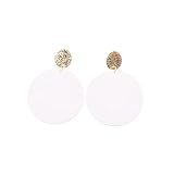 Pendientes redondos de acrílico mate con detalles de metal dorado, ligeros, retro, color sólido, para mujer, Grande, Acrílico, Sin piedra preciosa