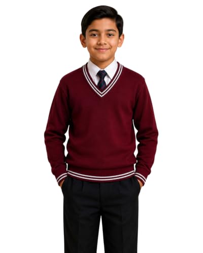 Image of Boy's School Uniform Lining Full Sleeves Sweater - Daffodil