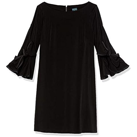 GABBY SKYE Women's Round Neck 3/4 Bow Sleeve Sheath Dress, Black, 10 Cover