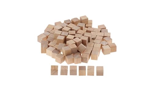 Image of Unfinished 1 /2 inch Wood Block Cubes for Crafts DIY Project Solid Wooden Square Blocks for Art and Craft (250)