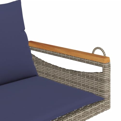 Banco columpio de exterior gris en polirratán resistente de 109 cm 7