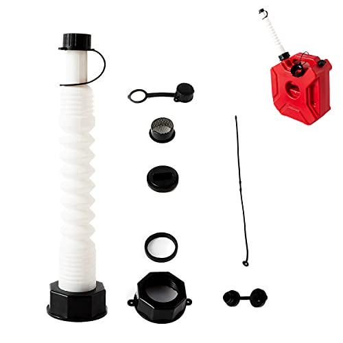 Balsom Gas Can Spout Replacement, Gas Can Nozzle,1 Kit-White Fine Thread-Fits Most Of The Cans With Gas Can Vent Caps, Thick Rubber Pad, Spout Cover, Base Caps #TOP4