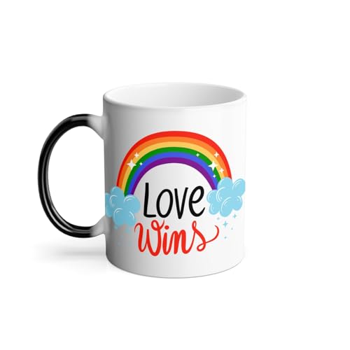 Thermoreagierende Tasse – Love Wins LGBT Arc en Ciel Love Gay Trans Lesbian – 325 ml