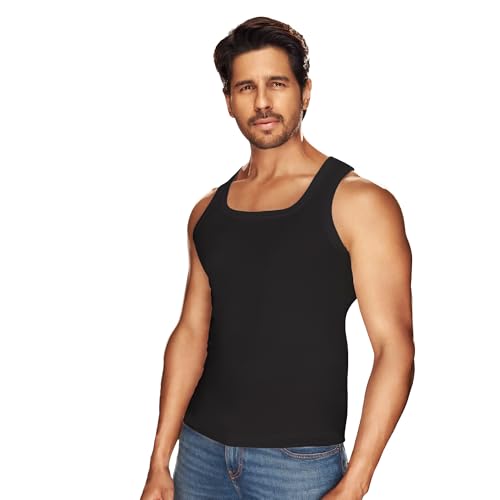 Image of sporto Macho Men's Vest | 100% Combed Cotton | U Neck Sleeveless Innerwear | Soft Hand Feel Comfort Fit | Good Absorbency | Everyday Wear | Color May Vary (Pack of 3)