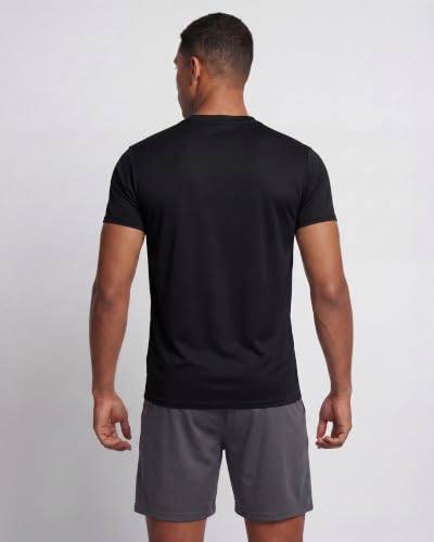 Image of Real Essentials 5 Pack: Men's Dry-Fit Short Sleeve Crew Neck T Shirts Fitness Running Gym Workout Cool Exercise Athletic Tee