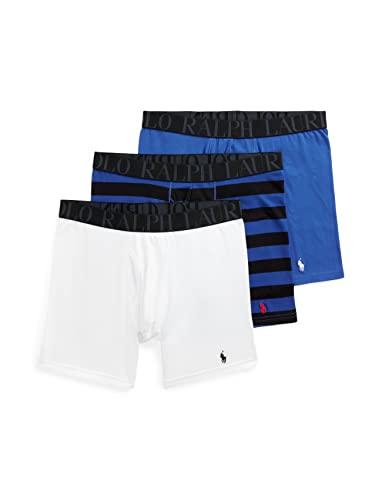 Image of POLO RALPH LAUREN Underwear Boxer Brief, 3-Pack, Stretch Classic Fit, Moisture Wicking Pouch, Regular, Trunk & Long Leg