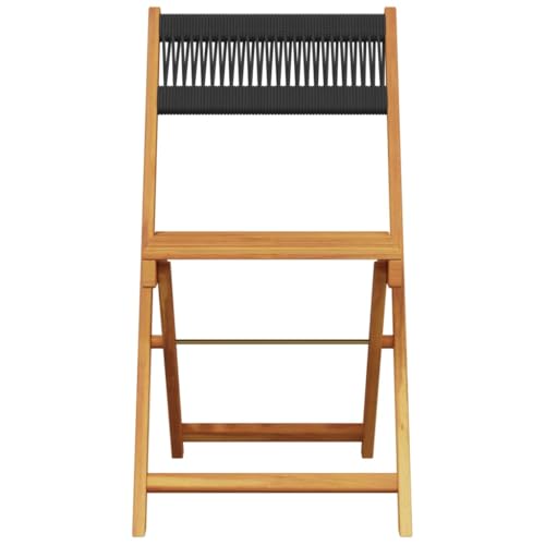 Chaises de bistrot d'acacia de qualité supérieure avec tressage corde Noir