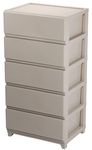 JEJアステージ(JEJ Astage) 収納ケース デコニー シーヴォ 5段 ワイド グレージュ 簡単組立 日本製 幅54×奥行41.5×高さ106.1cm