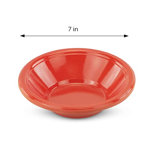 Decorrack 24 Small Plastic Bowls, 7 Inch Disposable Popcorn, Soup, And Salad Bowls, Kids Birthday And Holiday Party Supplies, Fruit Snack Serving Bowl 12 Oz, Orange (Pack Of 24) #TOP1