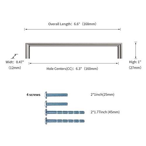 Image of 10 Pack 6.3 Inch(160mm) Kitchen Cabinet Handles Brushed Satin Nickel Cabinet Pulls Kitchen Cabinet Hardware Drawer Pulls for Dresser Cupboard Wardrobe