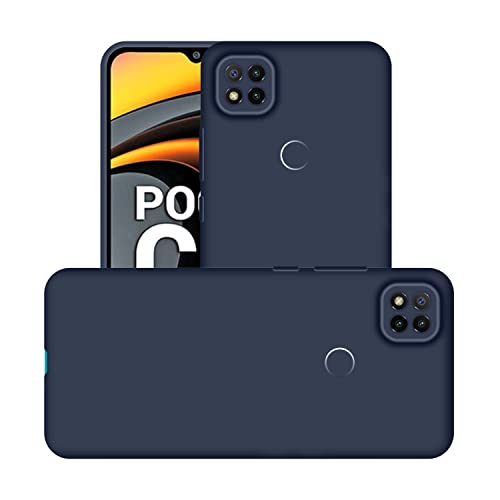 Image of Case Creation Liquid TPU Silicone Cover for Poco C31 Soft Case,Anti-Dirty Slim Case Frosted Matte Cute Candy TPU Raised Bezel (Splash of Color) Back Case Cover for Xiaomi Poco C31 -Navy Electric Blue