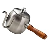ROMISBABA Kleiner Handkaffeemühle Edelstahl Kaffeekanne Mit Holzgriff Schwanenhals Wasserkocher Für Home Office Induktionsherd