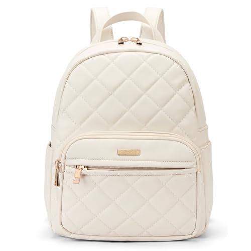 Marvolia Mini mochila feminina – Mochila pequena de couro vegano para viagens, trabalho, compras, Branco, Small, Moderno
