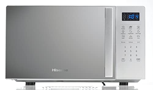 Hisense H20MOMS4HG - Horno de microondas con control electrónico, capacidad 20 l, potencia 700 W grill, potencia 800 W, pantalla LED, control táctil, función barbacoa, color plateado