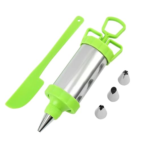 Stainless Steel Pastry Syringe Stainless Steel Cookie Decorating Sets Biscuit Press Maker Cream DIY Pastry Syringe Extruder Nozzles Kitchen Baking Tools Cake Syringe Set (Color : Green)