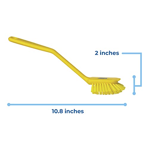 Image of Remco 2 25 /64 in W Dish Brush, Medium, 8 in L Handle, 3 1 /8 in L Brush, Yellow, Plastic 42376-1 Each