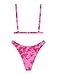 ZAFUL Women's 2 Piece Floral Print Swimsuit Triangle String High Cut Bikini Sets Bathing Suit(1-Rose red, S)
