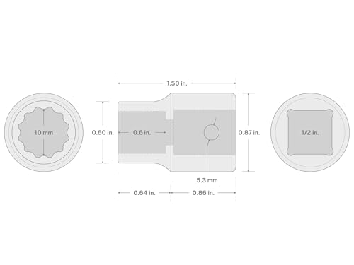 Image of TEKTON 1 /2 Inch Drive x 10 mm Shallow 12-Point Impact Socket | SID22310