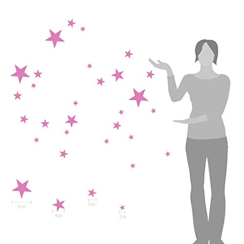 The Decal Guru Vinyl Star Wall Decal Stickers For Home Wall Decor Night Sky Removable Graphic Transfers For Nursery Or Kids Room, 48" X 55", Bubble Gum #TOP3