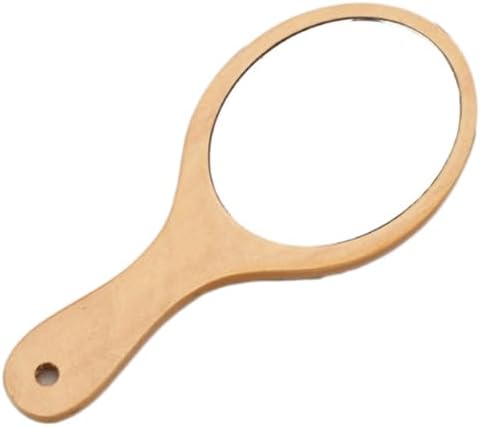 1 Piece Wooden Makeup Mirror Oval Handheld Mirror with Handle Single Side Cosmetic Mirror Vanity Handheld Mirror Handheld Vanity Mirror, 3.94 x 8.86 Inches, Wooden image 3