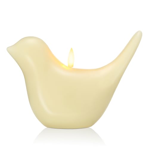 Vela decorativa de pájaro sin llama LED de cera real 17x7.5cm 7