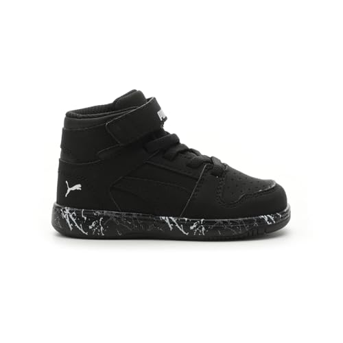 Puma Unisex-Child, Rebound Layup Synthetic Leather Hook and Loop, Puma Black-Puma Black, Little Kid 12