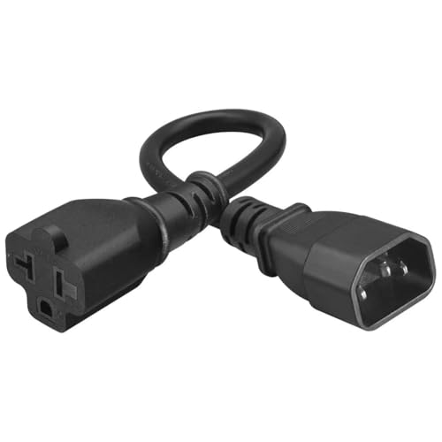 Image of Toptekits C14 to 5-15R /5-20R Comb AC Power Cord,2-in-1 C14 15Amp to T Blade 20Amp AC Cable Converter, IEC 3Pole Plug to USA Female Nema 5-15R Power Cable 1ft /30cm(C14 to 5-15R /5-20R Cord)
