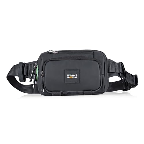 Image of MONKEY TROOPERS Spee Fanny Pack Men & Women, 3L | Black Chest Bag | Lightweight, Water Resistant, Mounts on Bike Tank, Handle, Touch-Sensitive Mobile Pocket, Key Hook, Quick Pockets Waist Bag