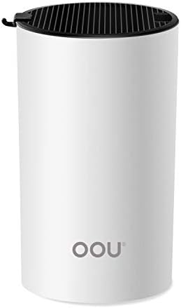 OOU Universal Knife Block Holder - Round Kitchen Knife Storage Unique Slot Design to Protect Blades, Space Saver Knife Organizer Detachable for Easy Cleaning, White