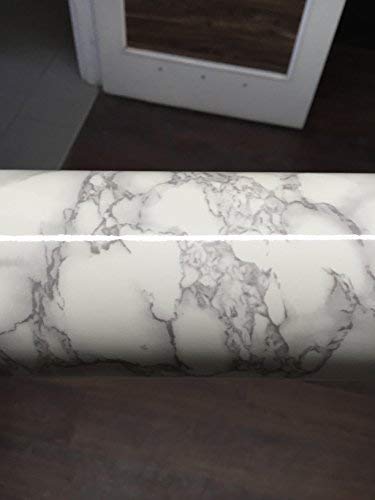 Vvivid Grey White Marble Gloss Roll Sheet Film (Medium Sized) Roll (24 Inch X 120 Inch) #TOP7