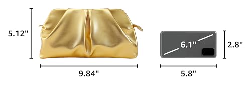Image of Women Clutch Bag Dressy Formal Handbag Pleated PU Clutch Purse Detachable Chain