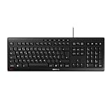 Cherry Stream Keyboard, Teclado con Cable, Disposición Portuguesa (QWERTY), Pulsación Silenciosa, Sensación Única Al Escribir, Diseño Plano, Negro
