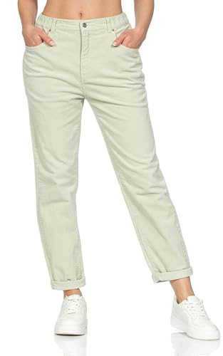 Hailys Damen High Waist Mom Cordhose lässige Ankle Stoffhose knöchellang Mi44rell BOX-2501059 Matcha M