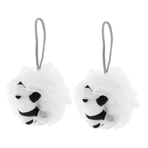 FRCOLOR 2Pcs Bath Loofahs Cute Panda Bath Sponge Mesh Body Scrubber for Gentle Exfoliating Bath Accessories Fun Shower Pouf for Boy Girl