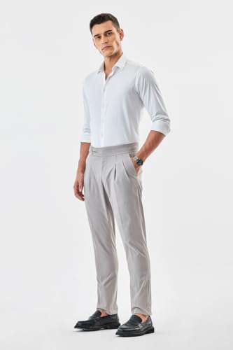 Image of SNITCH Men Chinos | Slim Fit Mid Rise Solid Pattern | Cotton Blend with Medium Stretch & Smooth Texture | Button & Zip Closure for Casual & Street Wear