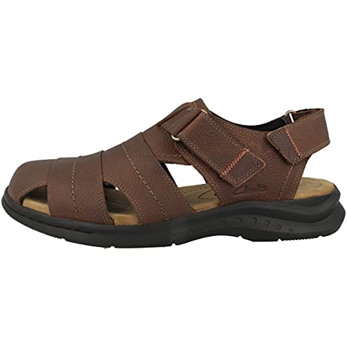 Clarks Hapsford Cove, Sandalias para Pescador Hombre, Piel marrón Tumbled, 39.5 EU