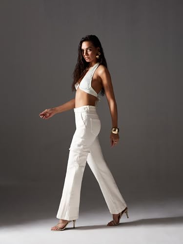 Image of Miss Chase Women's Wide Leg High Rise Regular Stretchable Denim Jeans