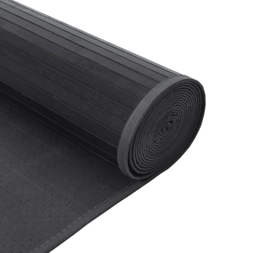 Tapis bambou 70x200 cm rectangulaire naturel gris imperméable et durable