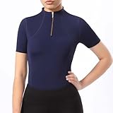 Harrison Howard Equestrian Tops for Women Short Sleeve Quick-Dry Sports Shirt Dark Blue M