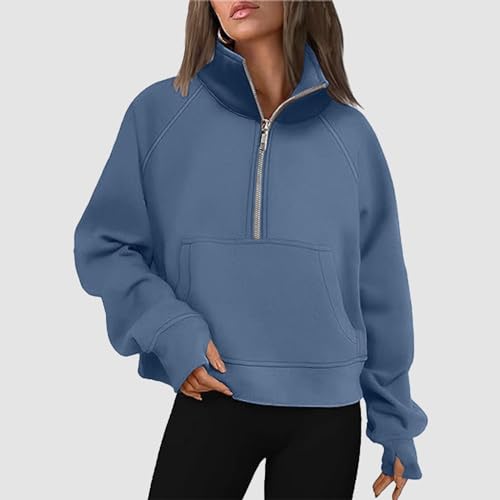 Sweat femme pull coton chaud et molleton décontracté à col rond - 2