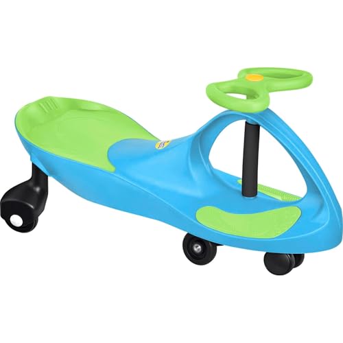 Image of PlasmaCar Original Wiggle Car Ride On Toy for Kids, No Batteries, Pedals, or Gears, Indoor Outdoor Ride On Car for Boys Girls Ages 3 and Up, Wiggle Car for Kids and Adults, Baby Blue/Lime Green